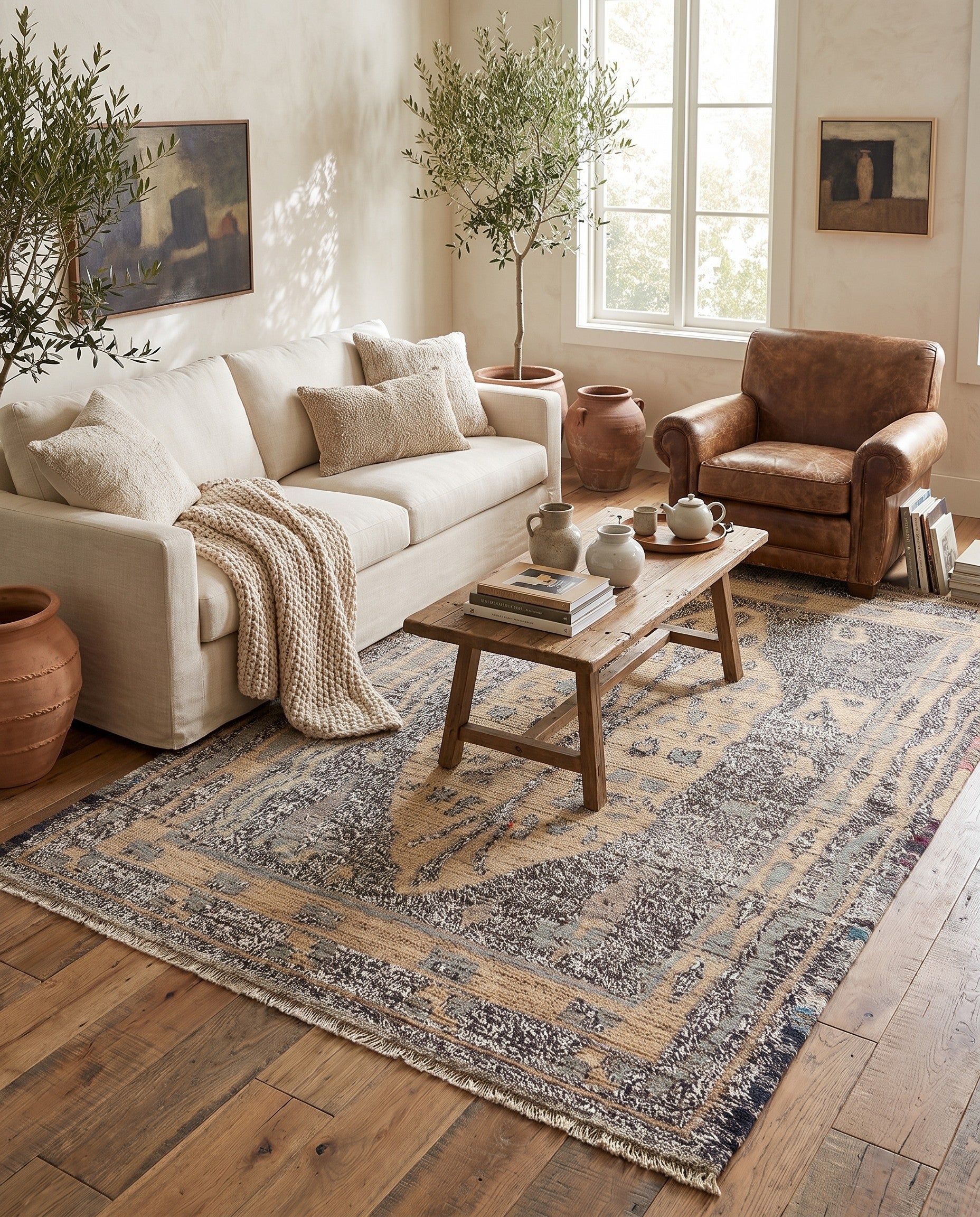 5' x 8' 6 Hand Knotted Oushak Wool Rug