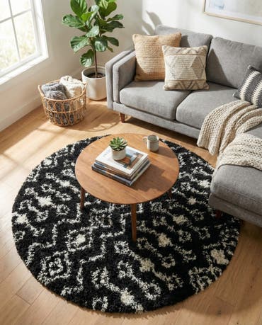  5' 3 x 5' 3 Moroccan Trellis Shag Round Rug