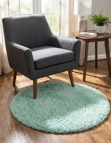 Cyan Infinity Shag Round Rug