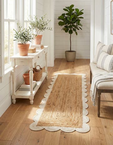 2' x 6' 1 Handmade Scallop Braided Jute Runner Rug