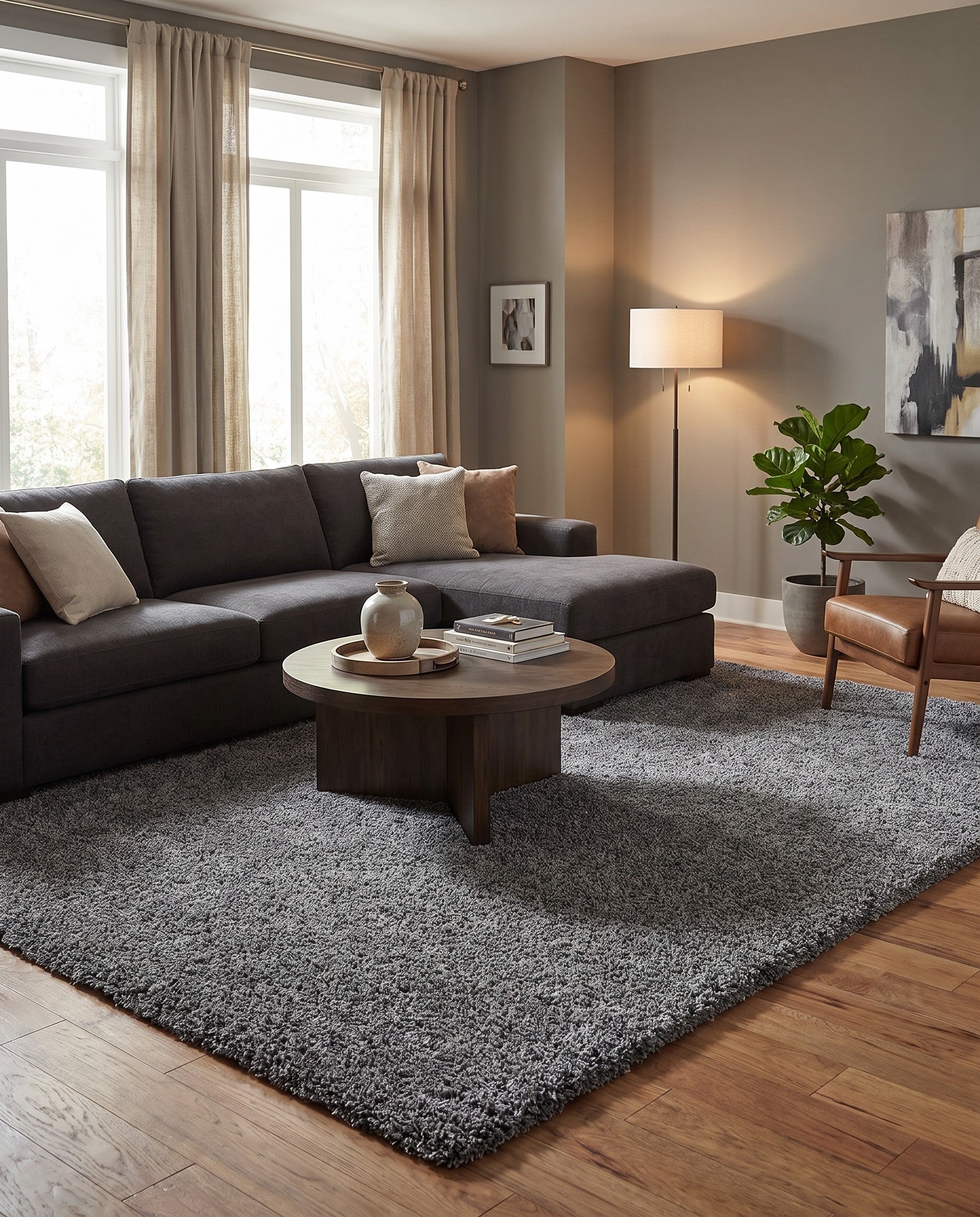 8' x 11' Soft Solid Shag Rug