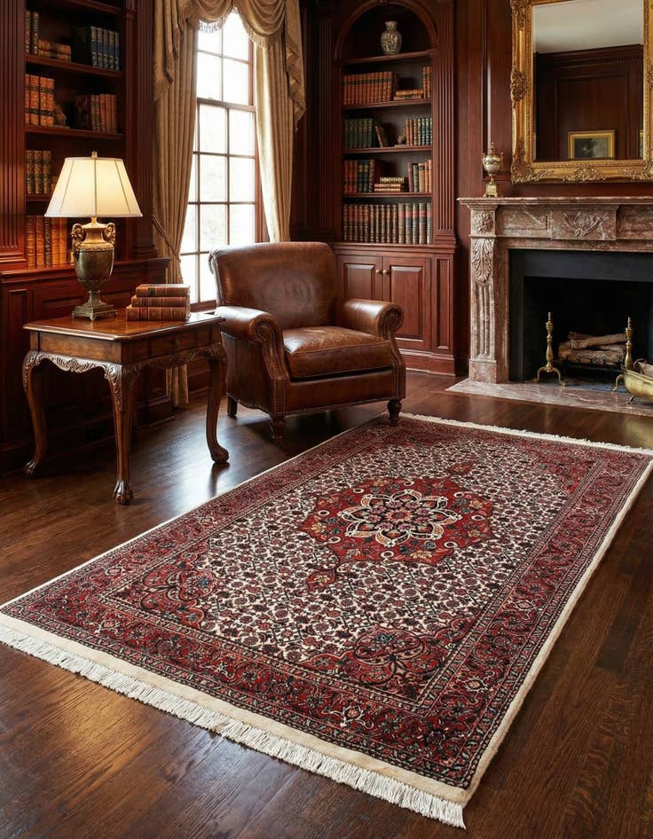 Detail image of 3' 7 x 6' 1 Bidjar With Silk Rug