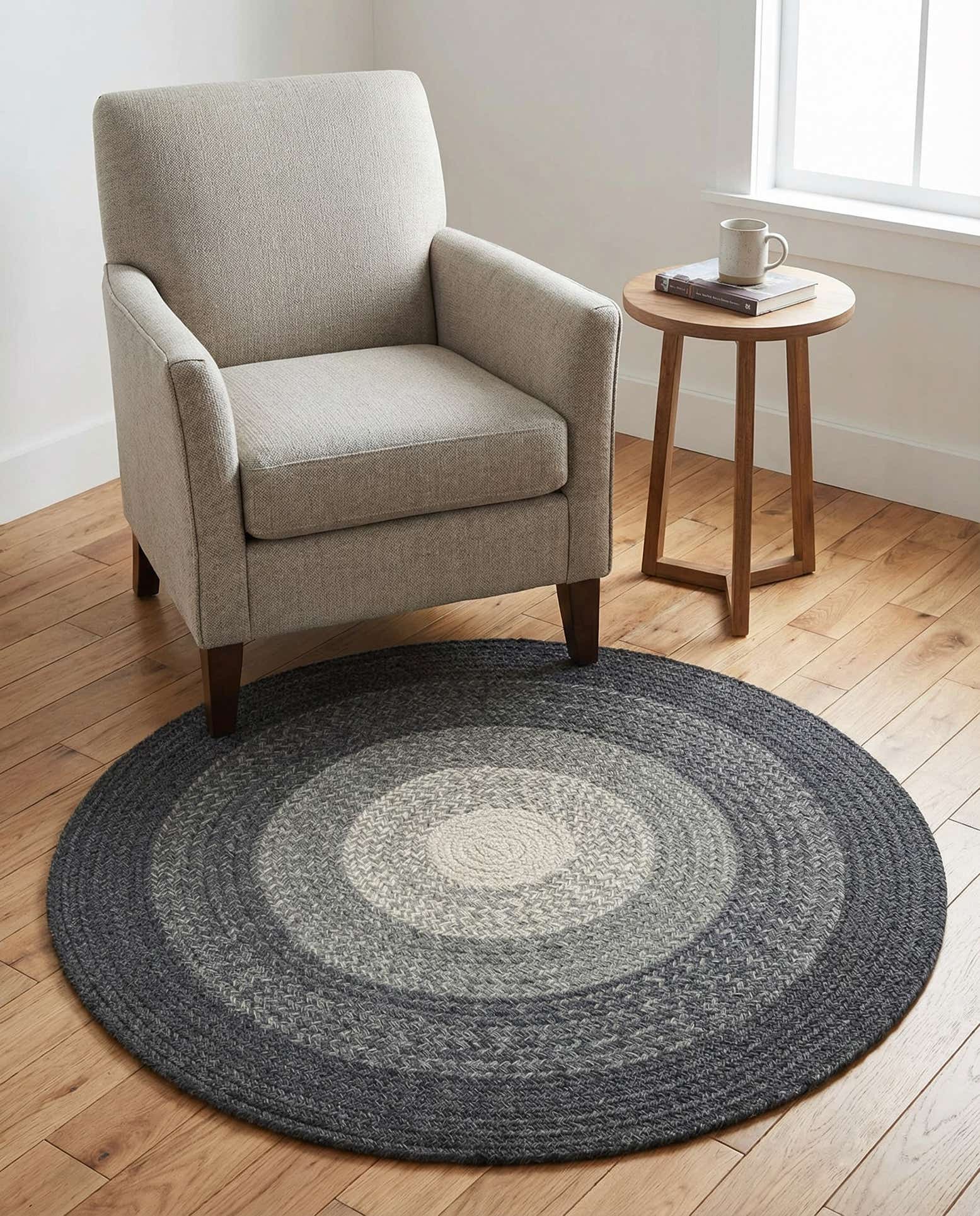3' 1 x 3' 1 Handmade Hand Braided Wool Round Rug