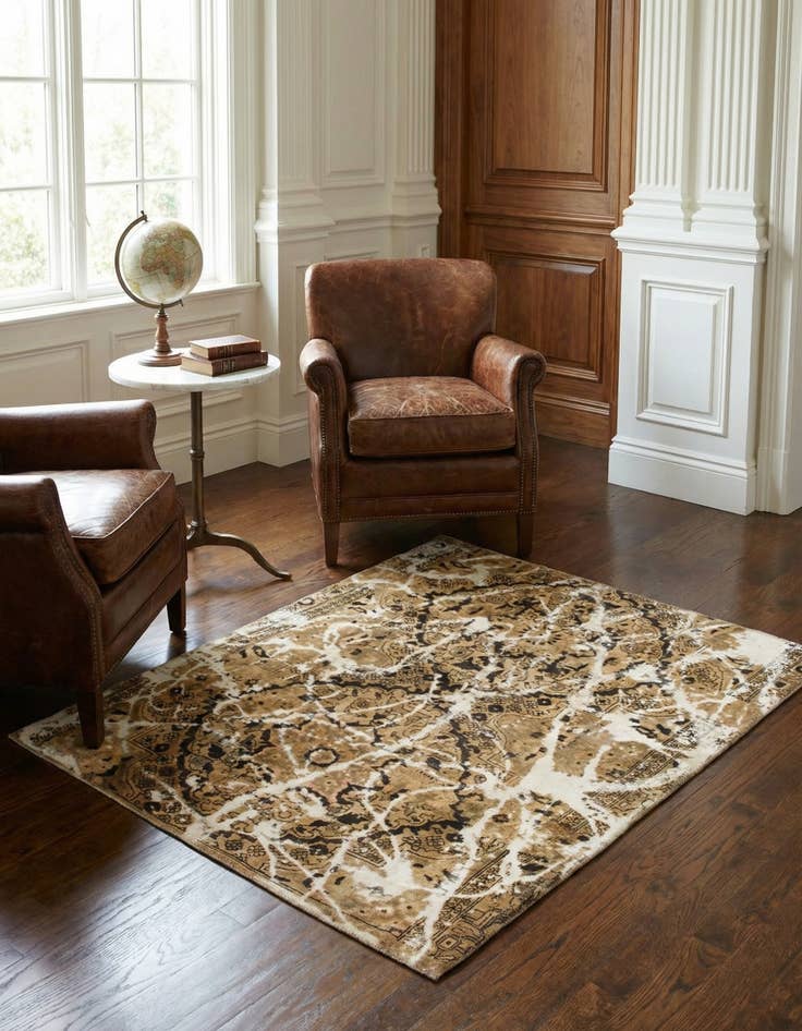 Detail image of 4' 9 x 5' 9 Hand Knotted Ultra Vintage Persian Wool Square Rug