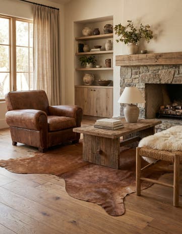 6' 1 x 6' 1 Cowhide Leather Square Rug