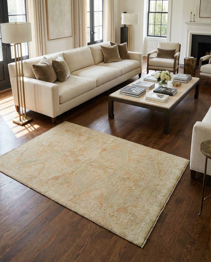Detail image of 3' 9 x 5' 11 Hand Knotted Oushak Wool Rug