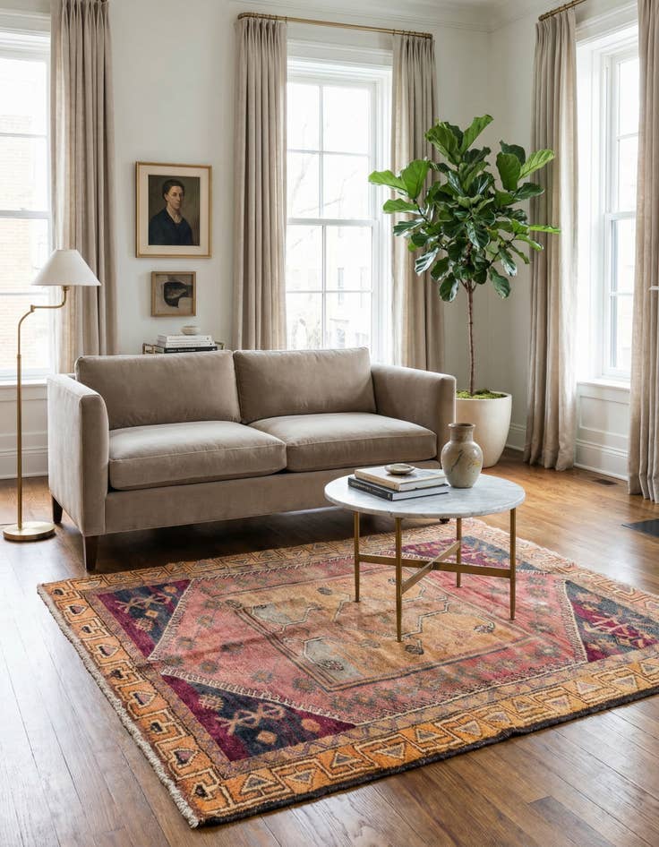 Detail image of 4' 9 x 5' 10 Hand Knotted Ultra Vintage Persian Wool Rug