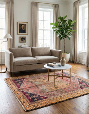 4' 9 x 5' 10 Hand Knotted Ultra Vintage Persian Wool Rug