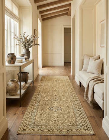 2' 10 x 9' 8 Hand Knotted Oushak Wool Runner Rug