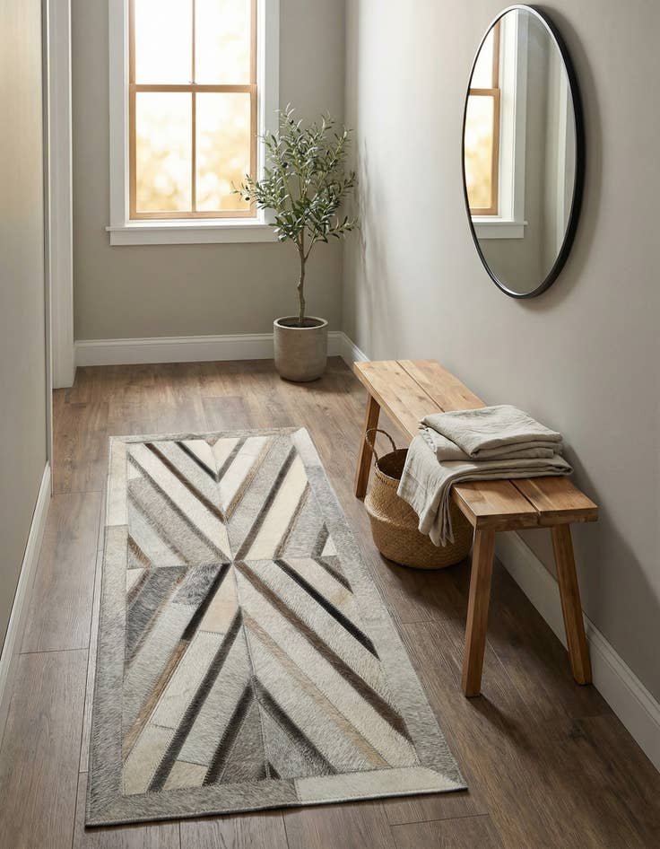 Detail image of 1' 2 x 3' 1 Cowhide Leather Runner Rug