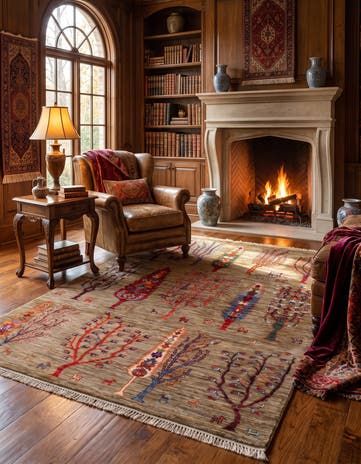 4' 2 x 5' 9 Hand Knotted Ariana Ziegler Rug