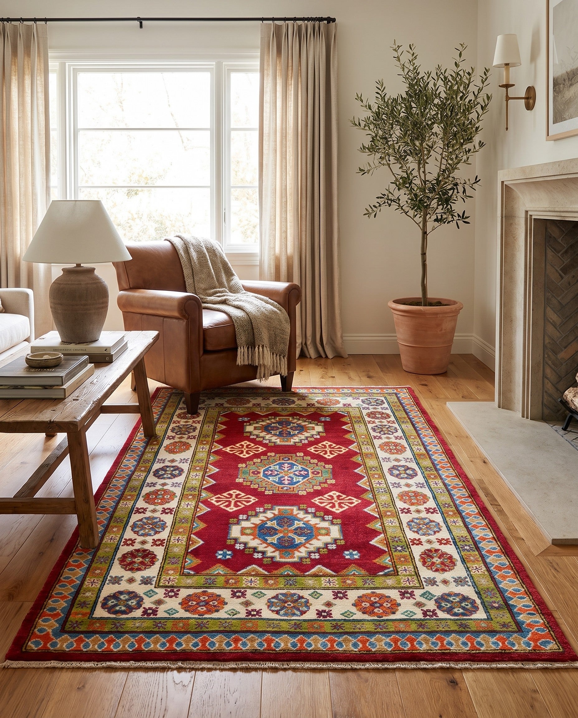 3' 11 x 6' Hand Knotted Kazak Rug