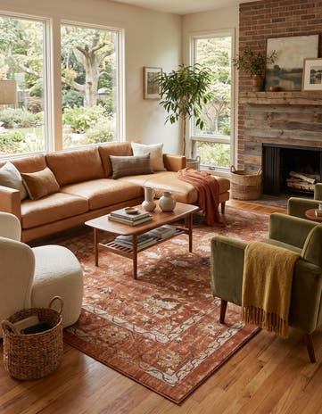 Brick Red Dahlia Rug