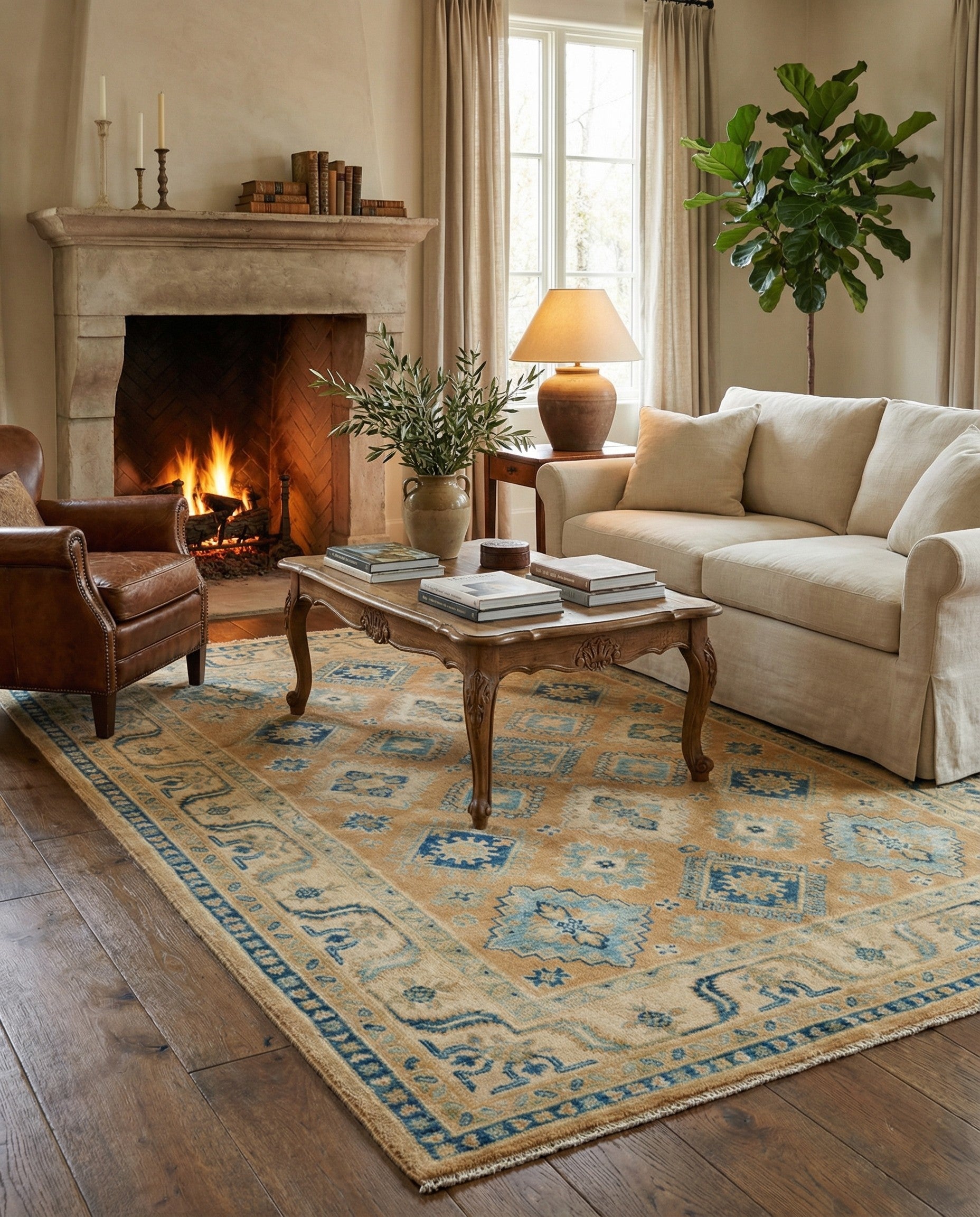 5' x 6' 9 Hand Knotted Oushak Wool Rug