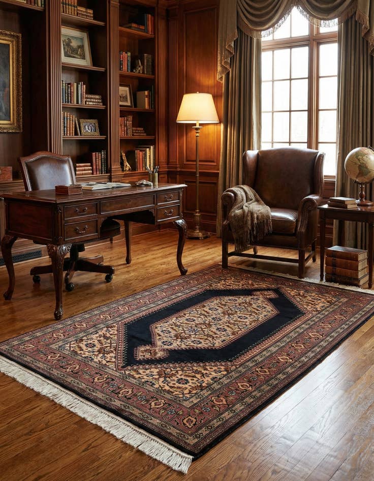 Detail image of 4' 1 x 6' 2 Hand Knotted Lahour Oriental Wool Rug