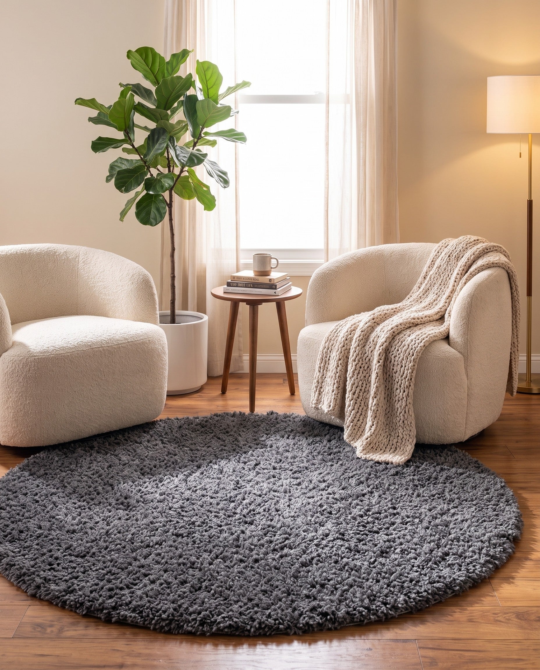 Peppercorn Zermatt Shag Round Rug