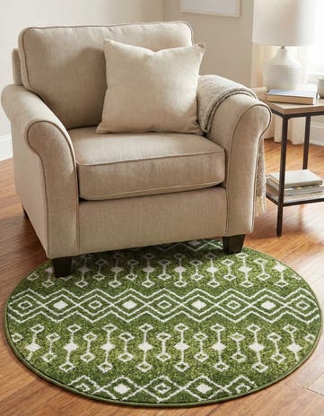 Green Moroccan Trellis Round Rug