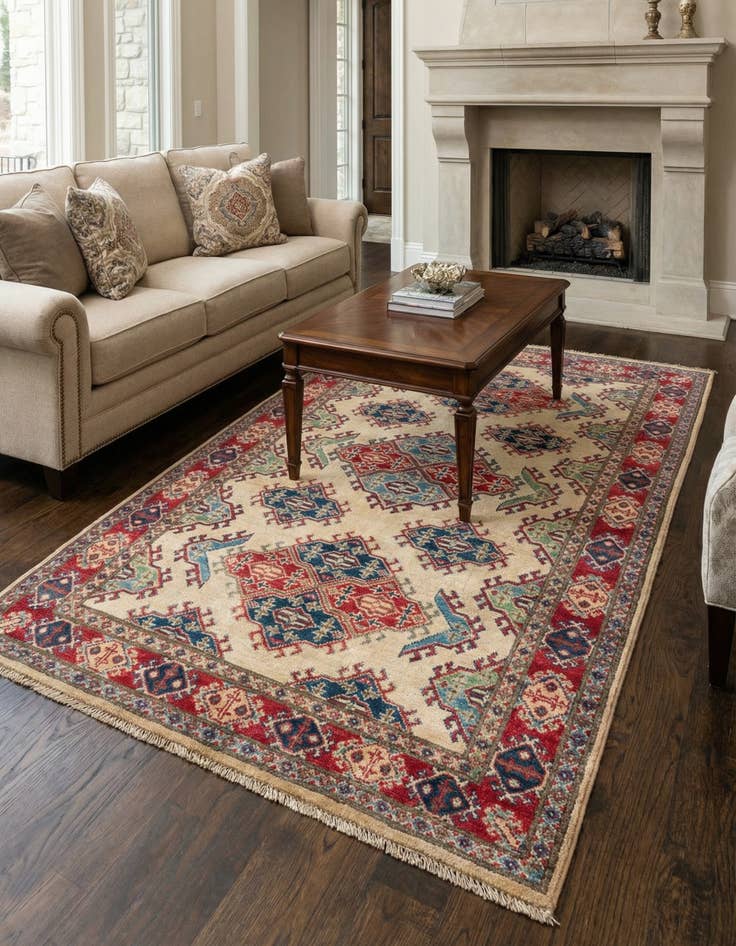 Detail image of 4' 1 x 6' Hand Knotted Kazak Rug