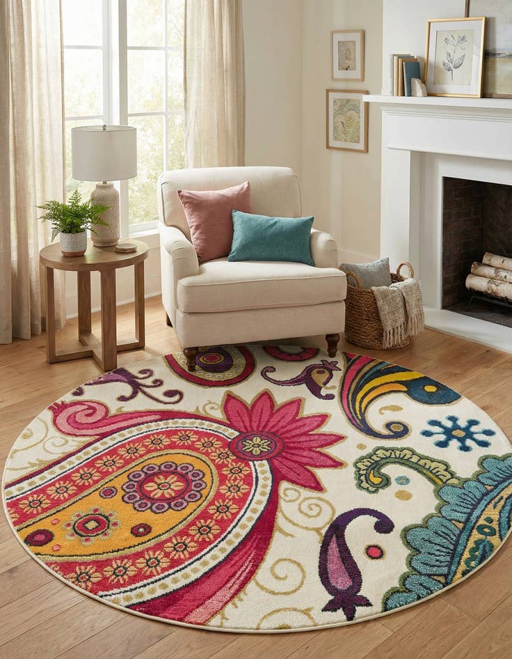 Detail image of 6' x 6' Washable Hyacinth Round Rug