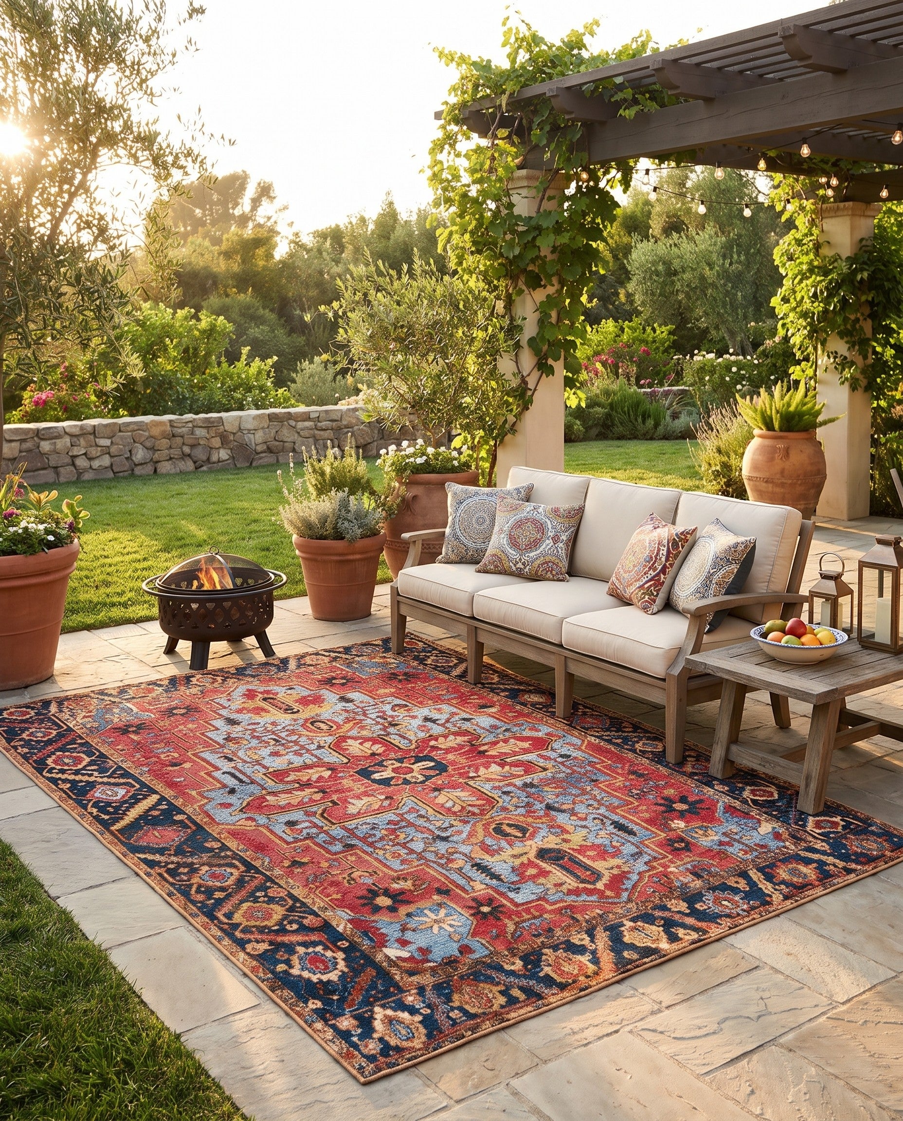 5' x 7' Easy-Clean Traditional Indoor / Outdoor Rug