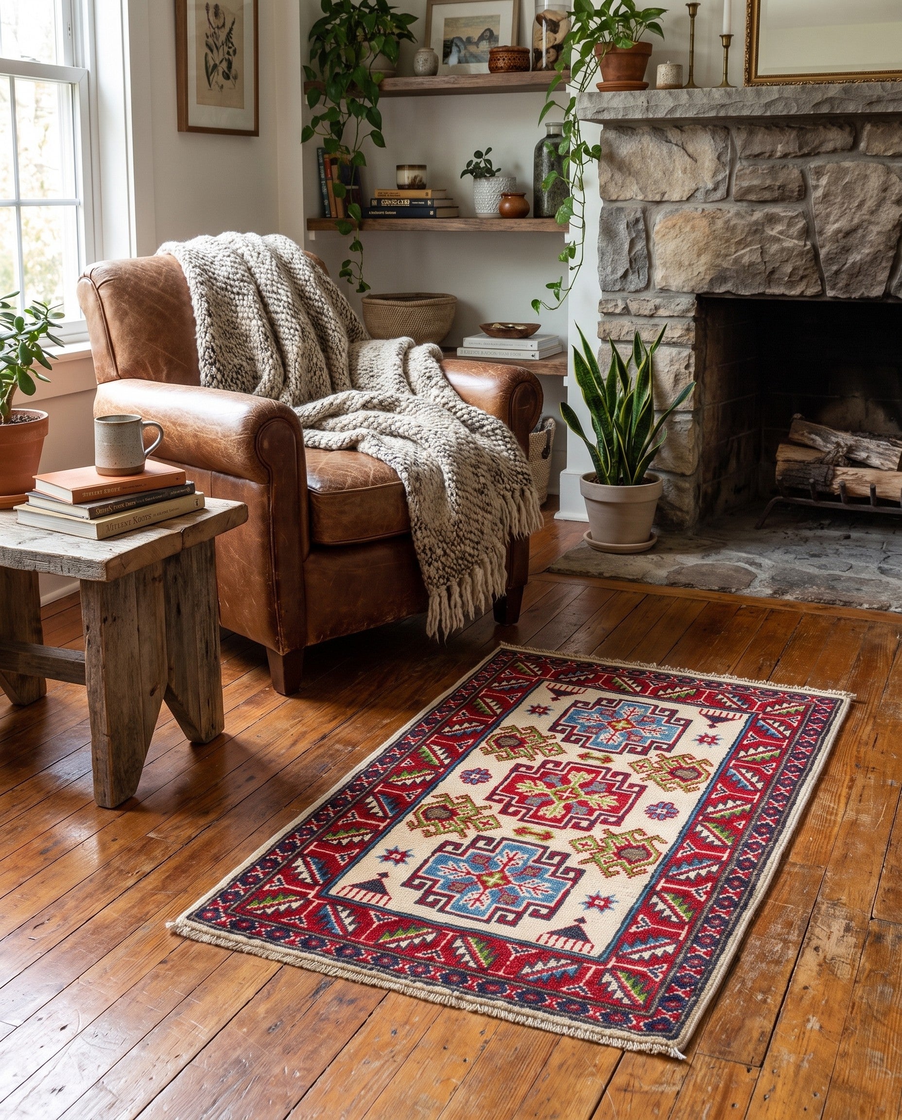 1' 11 x 3' 1 Hand Knotted Kazak Rug