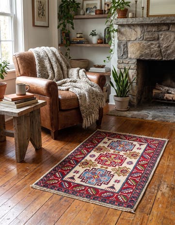1' 11 x 3' 1 Hand Knotted Kazak Rug