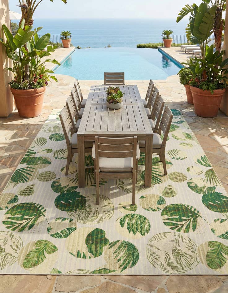 Detail image of 10' x 14' Washable Botanical Indoor / Outdoor Rug