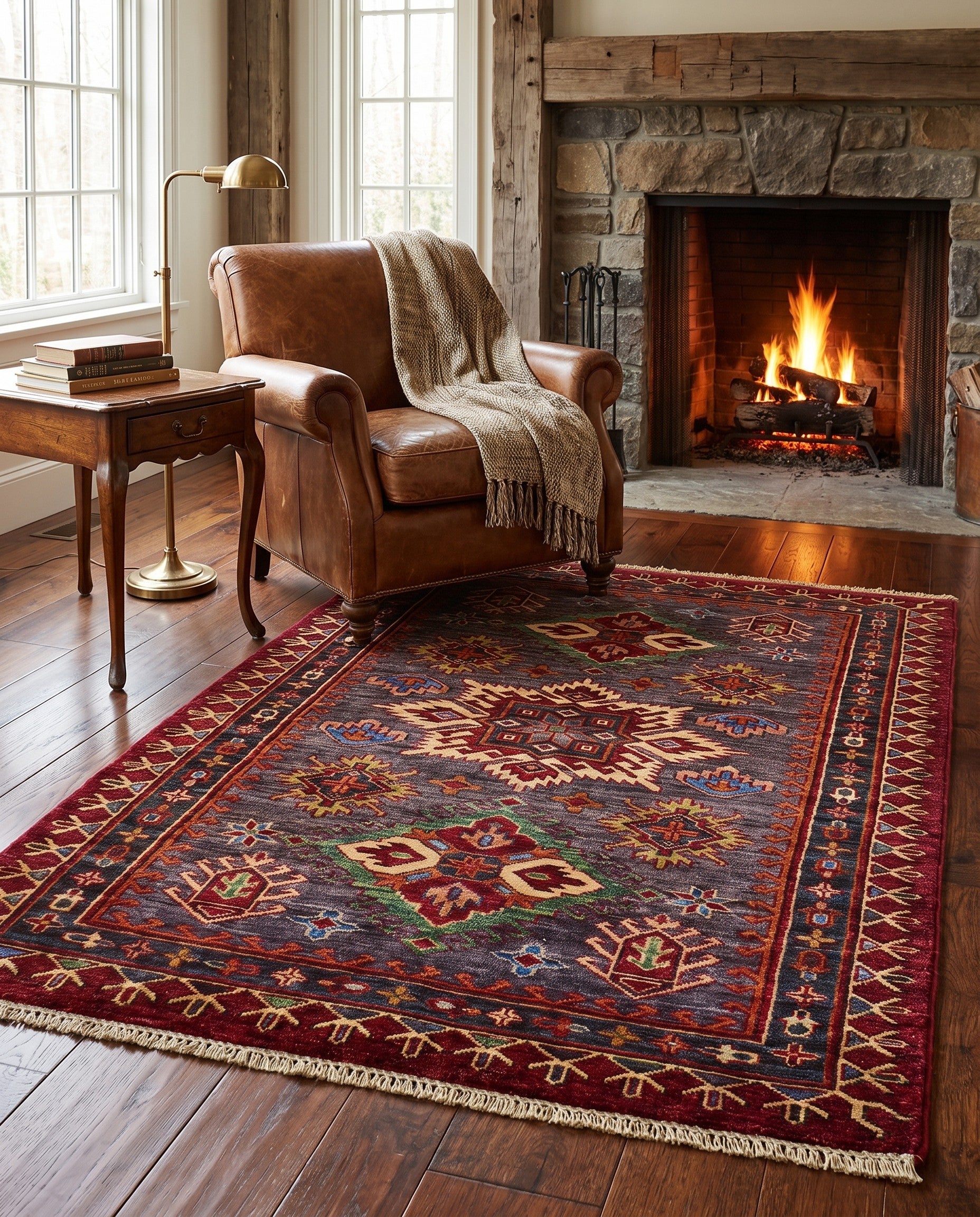 3' 5 x 4' 9 Hand Knotted Kazak Rug