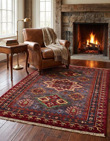 3' 5 x 4' 9 Hand Knotted Kazak Rug