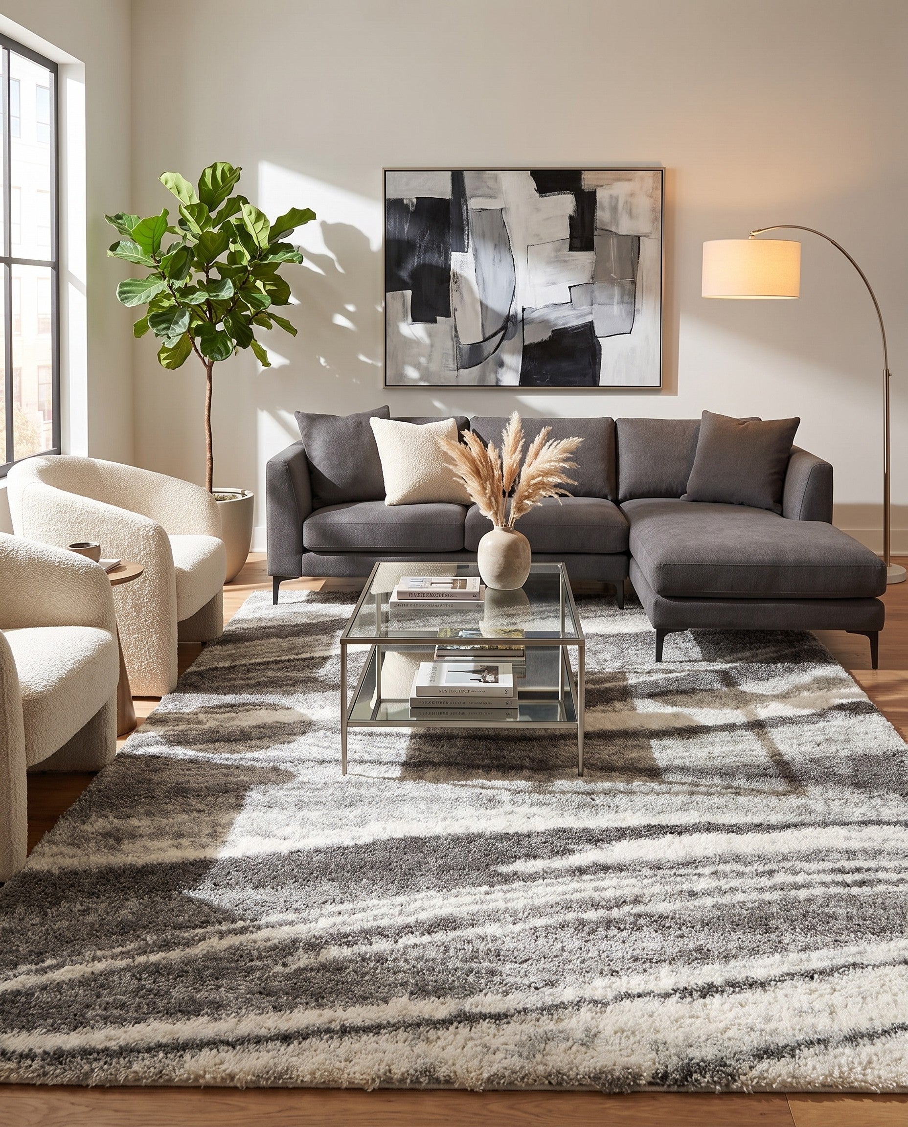 Gray and Black Soft Touch Shag Rug