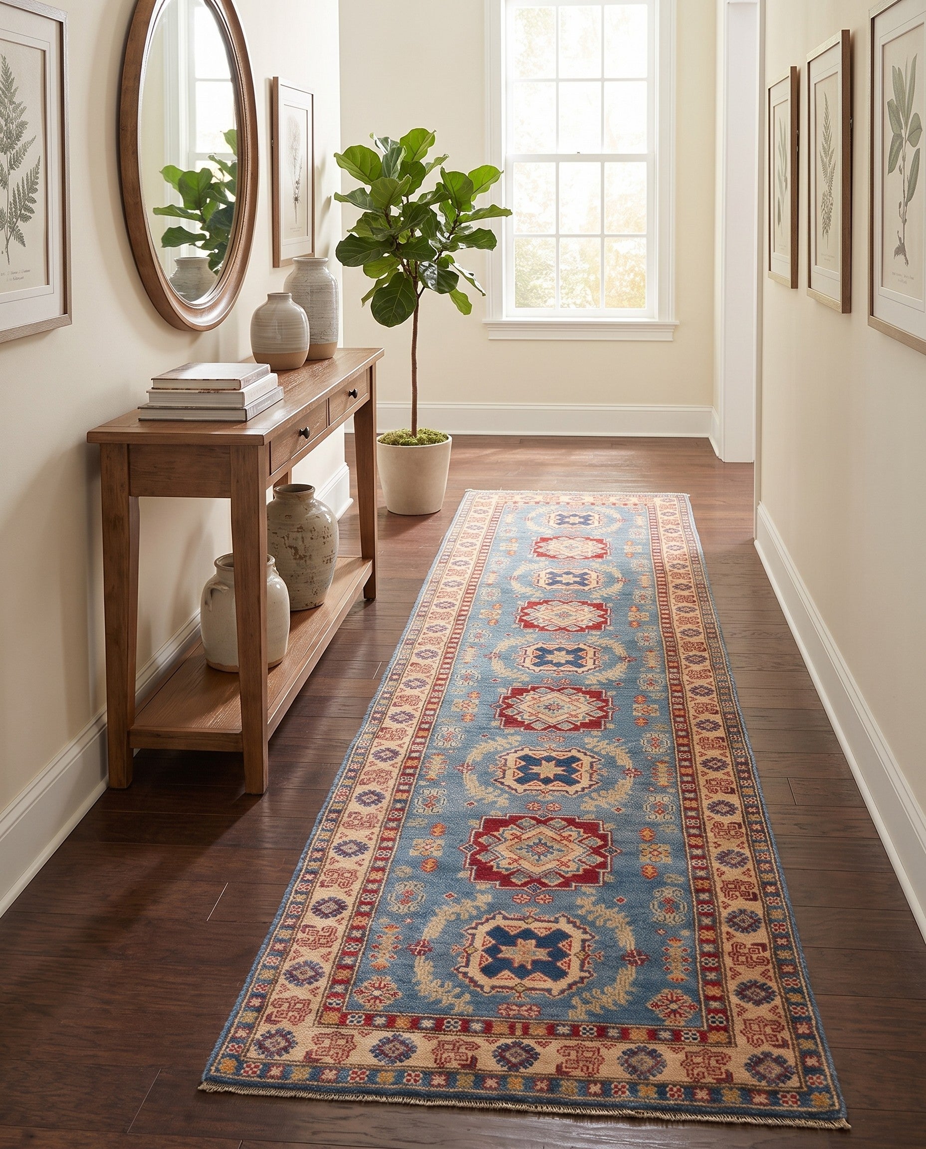 2' 7 x 10' 1 Hand Knotted Kazak Runner Rug