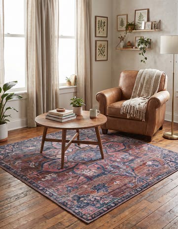 5' 3 x 5' 3 Washable Nostalgia Square Rug