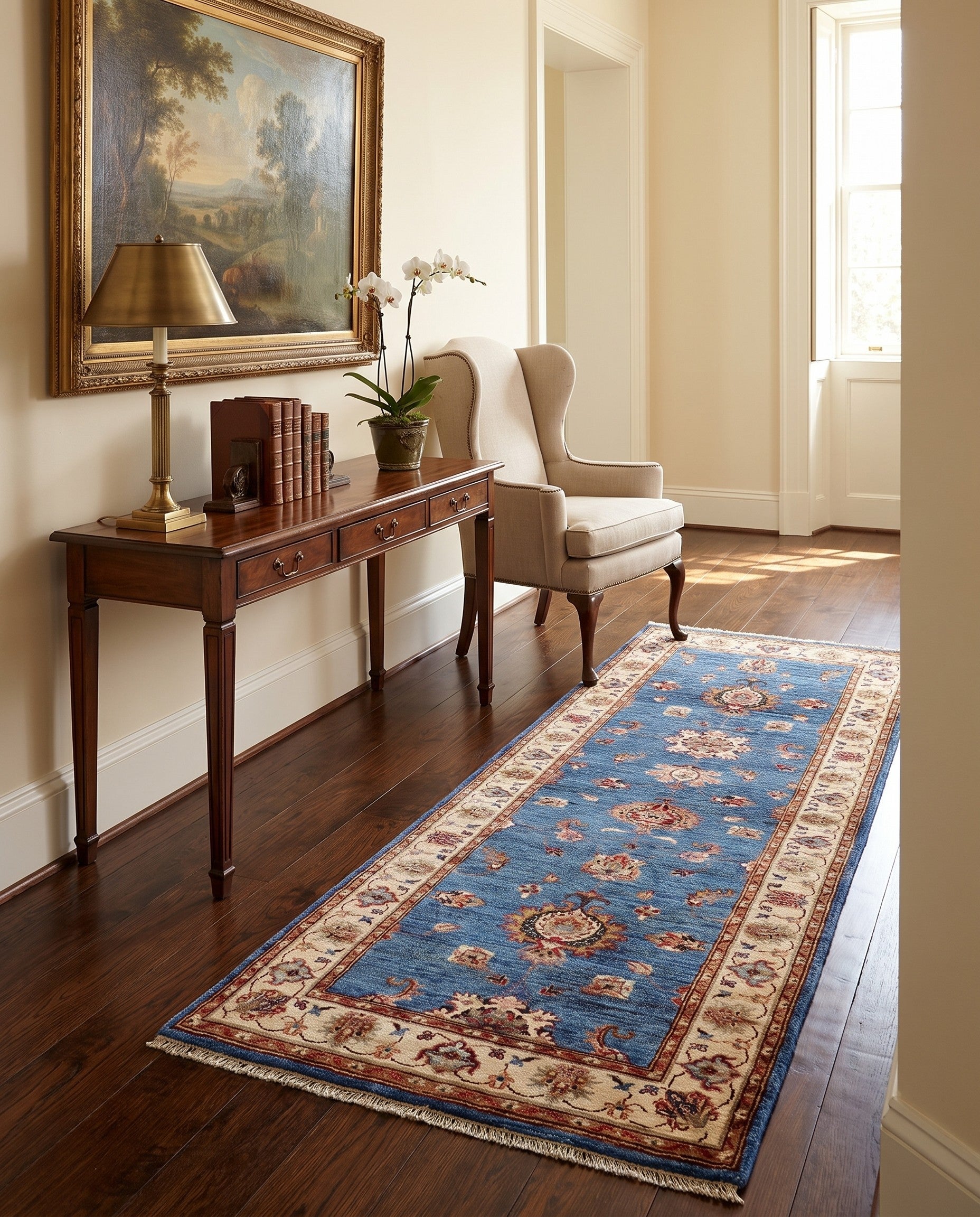 2' 9 x 8' 7 Hand Knotted Pershawar Ziegler Runner Rug