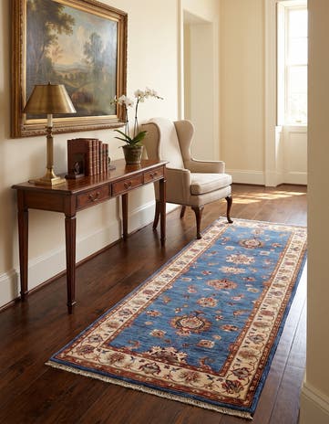 2' 9 x 8' 7 Hand Knotted Pershawar Ziegler Runner Rug