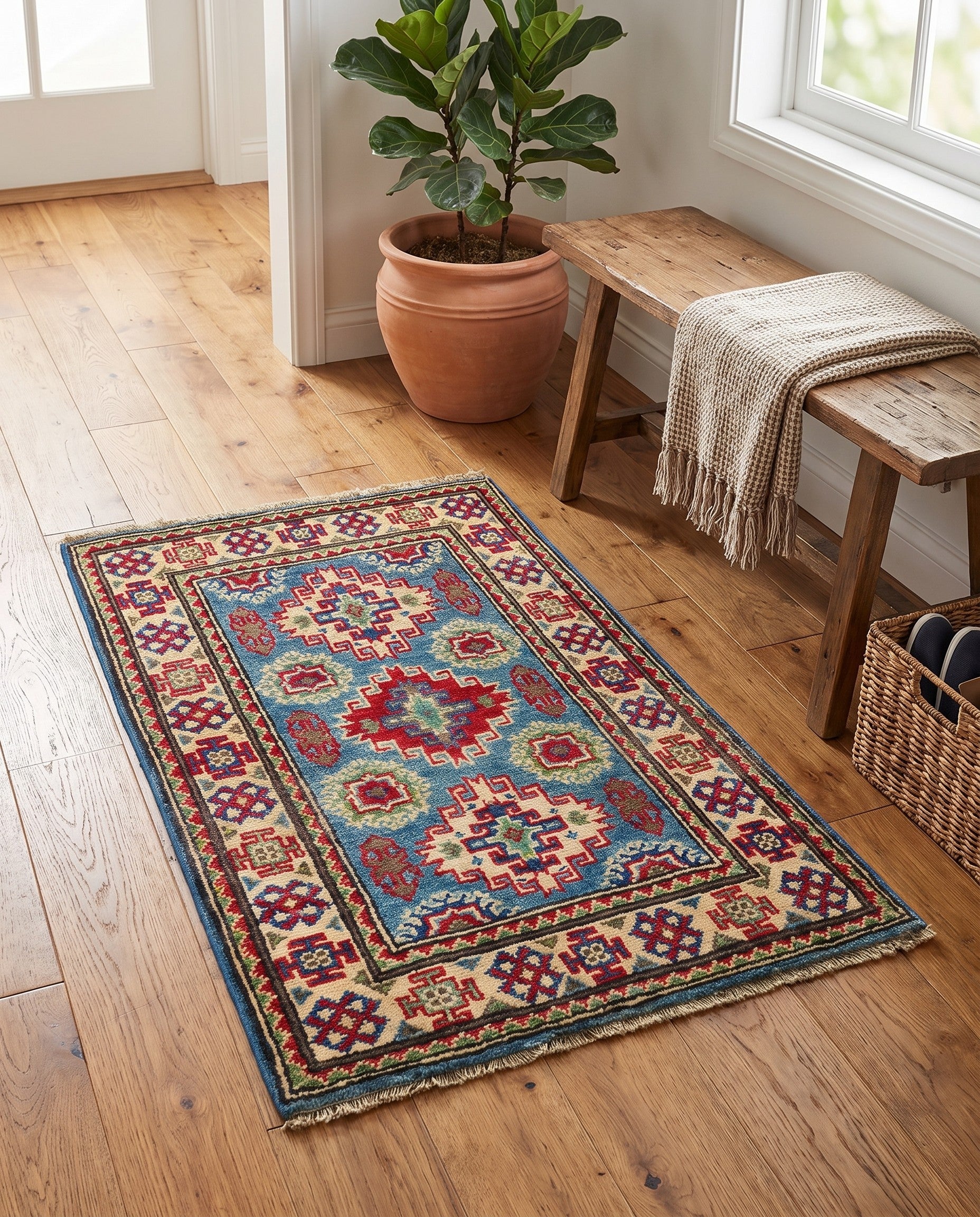 2' x 3' 2 Hand Knotted Kazak Rug