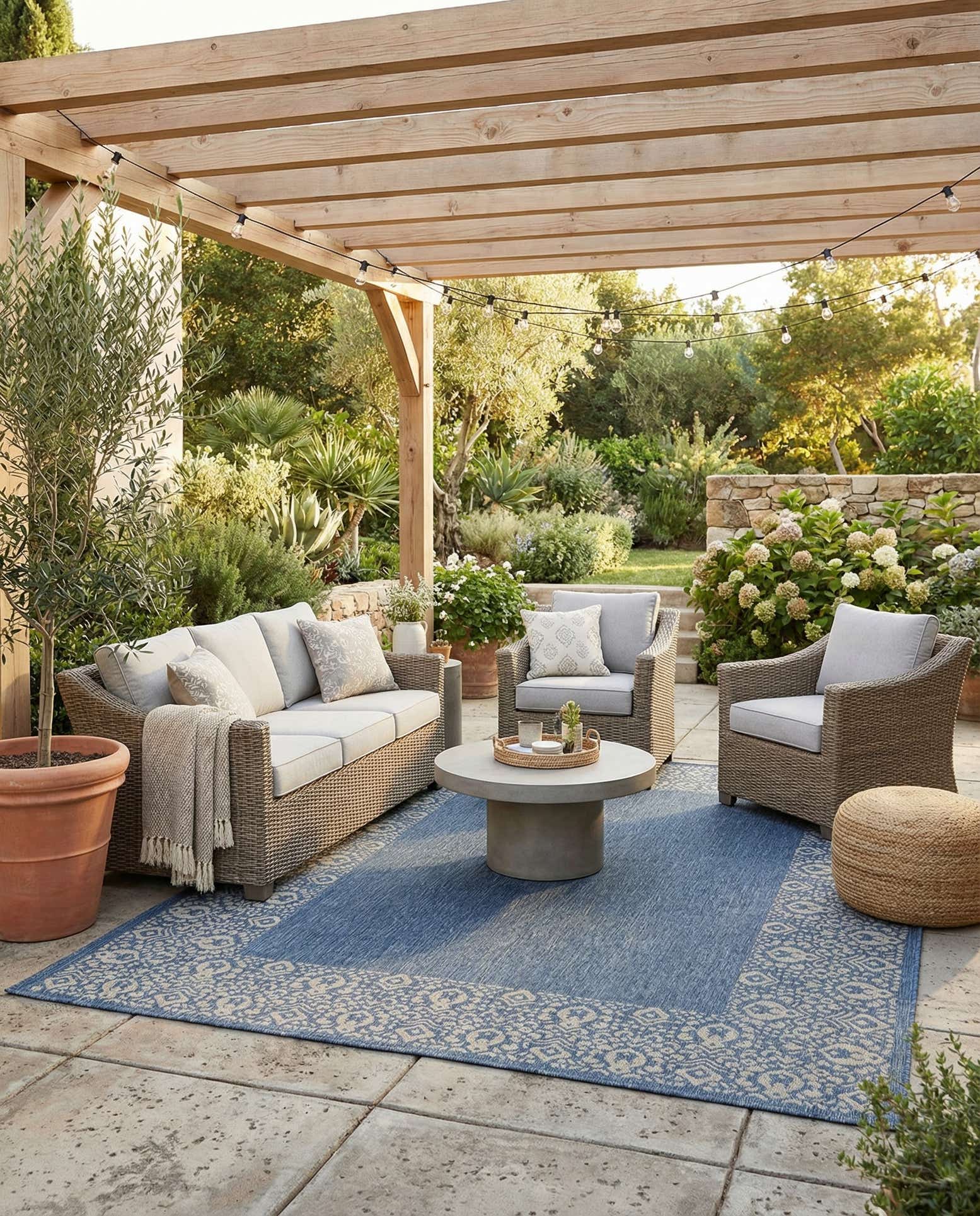 7' 10 x 10' Easy-Clean Border Indoor / Outdoor Rug