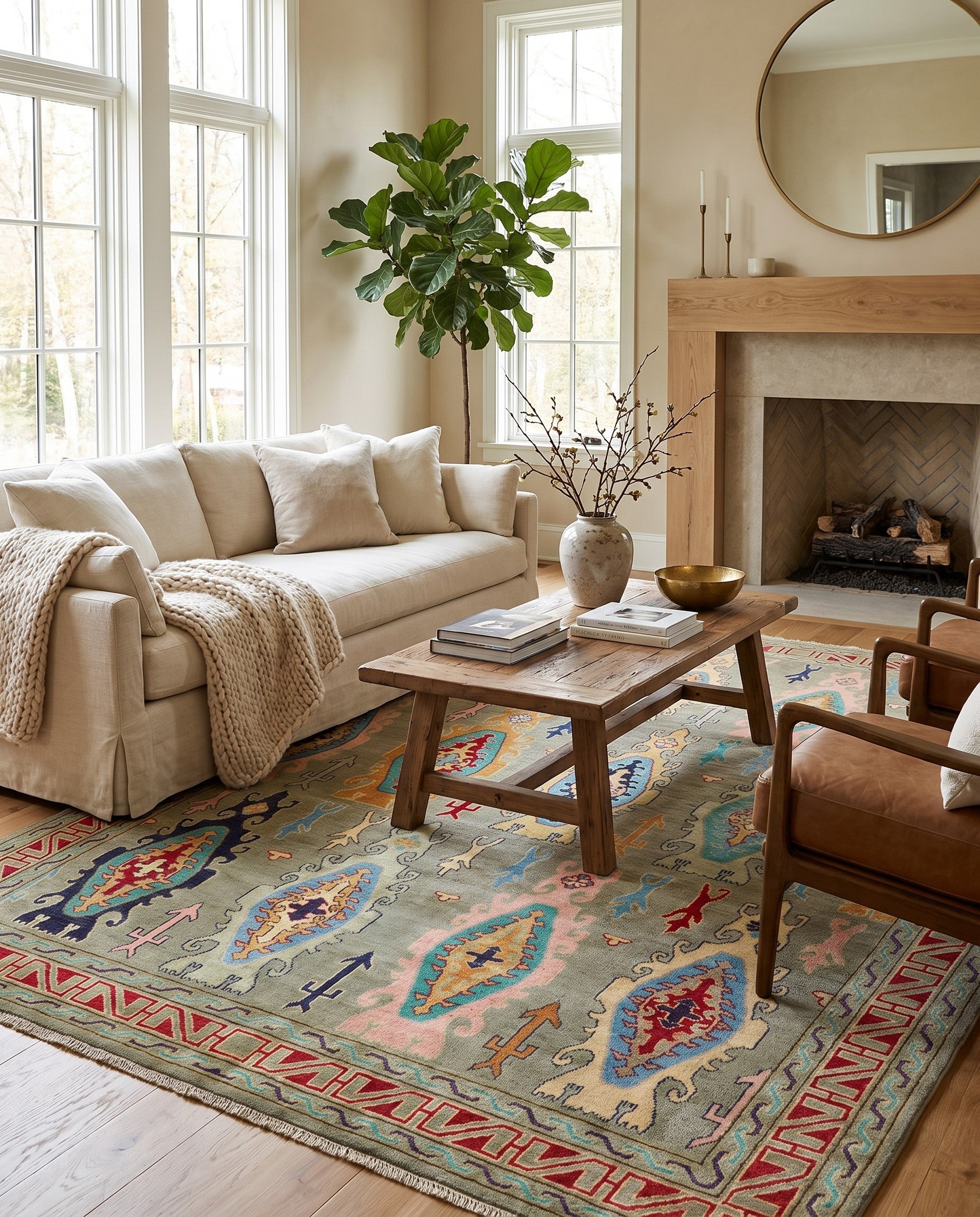 6' 7 x 9' 11 Hand Knotted Kazak Rug
