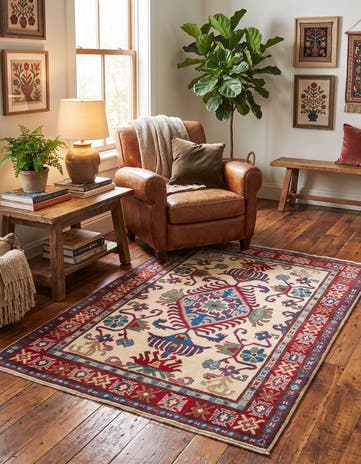 3' 5 x 4' 10 Hand Knotted Kazak Rug