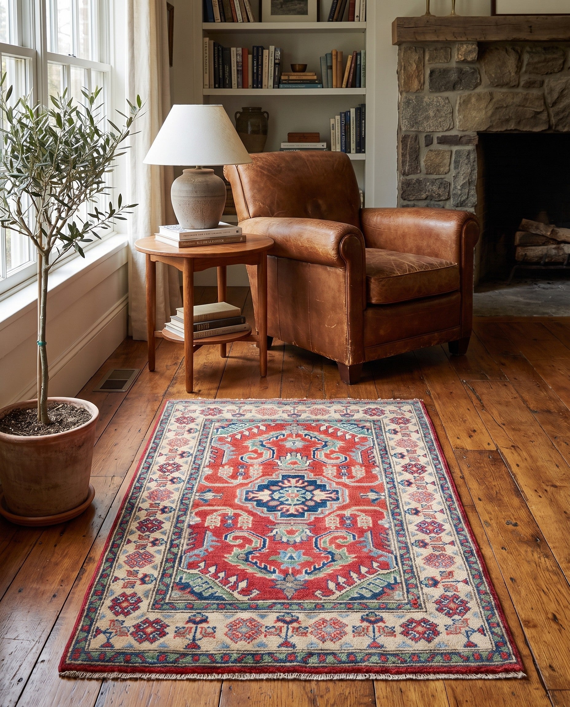 2' 7 x 4' Hand Knotted Kazak Rug