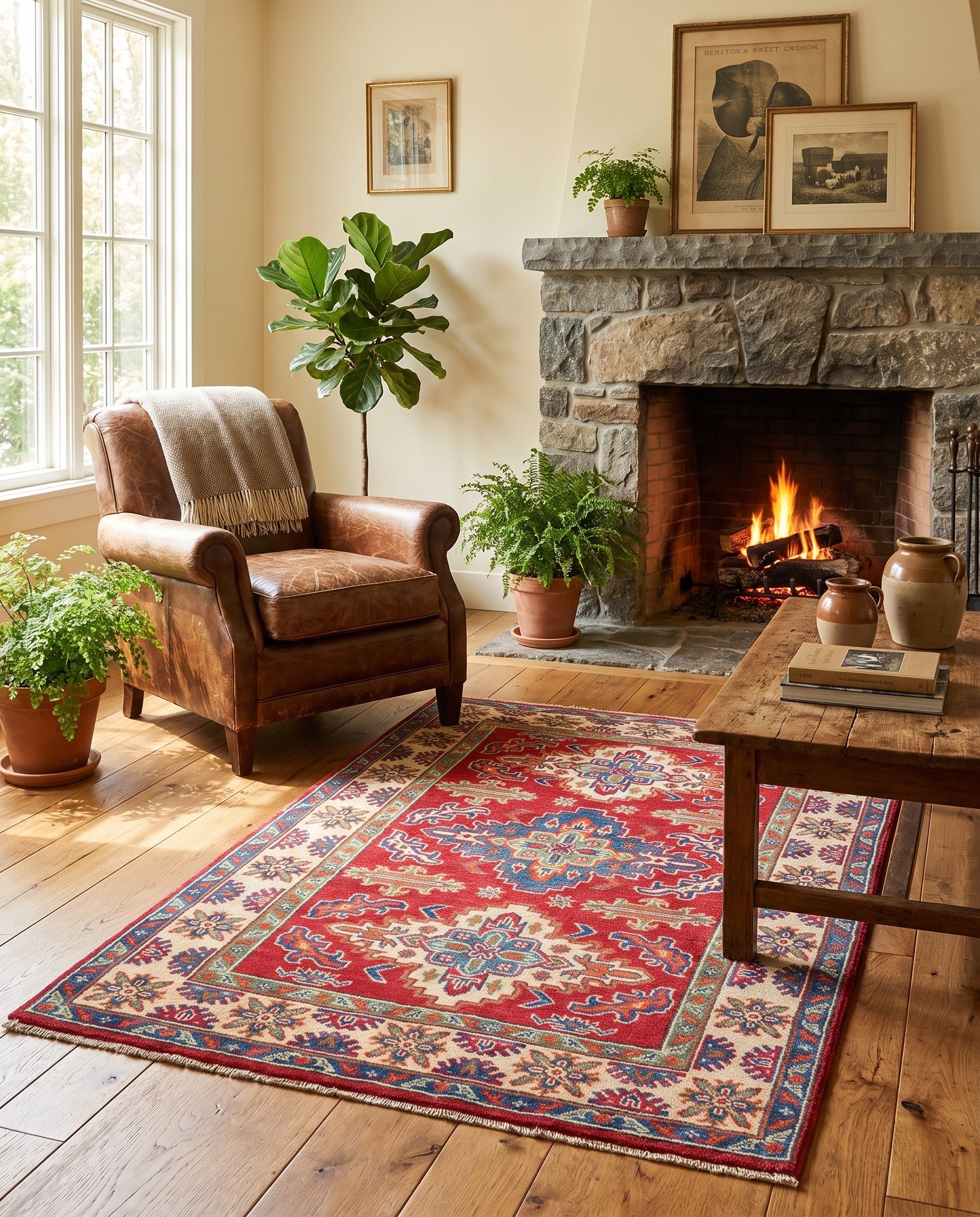 3' 3 x 4' 11 Hand Knotted Kazak Rug