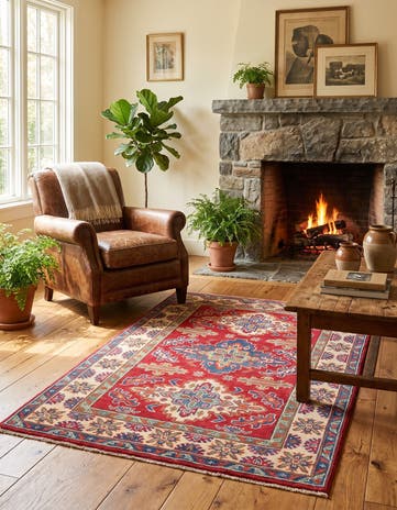 3' 3 x 4' 11 Hand Knotted Kazak Rug