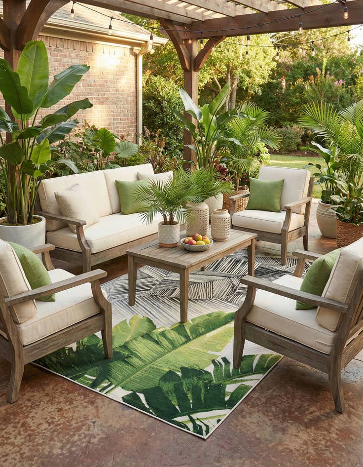 Detail image of 6' x 9' Washable Botanical Indoor / Outdoor Rug
