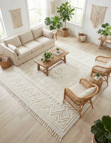 Ivory Boho Square Rug