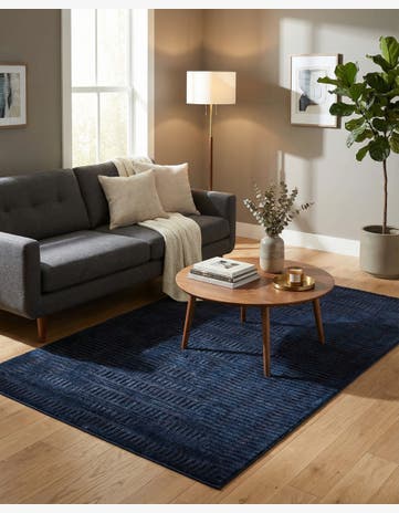 Inkwell Blue Textura Designer Rug