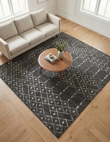 Charcoal Gray Paxon Trellis Square Rug