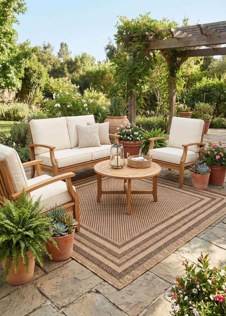 6' x 6' Easy-Clean Border Indoor / Outdoor Square Rug