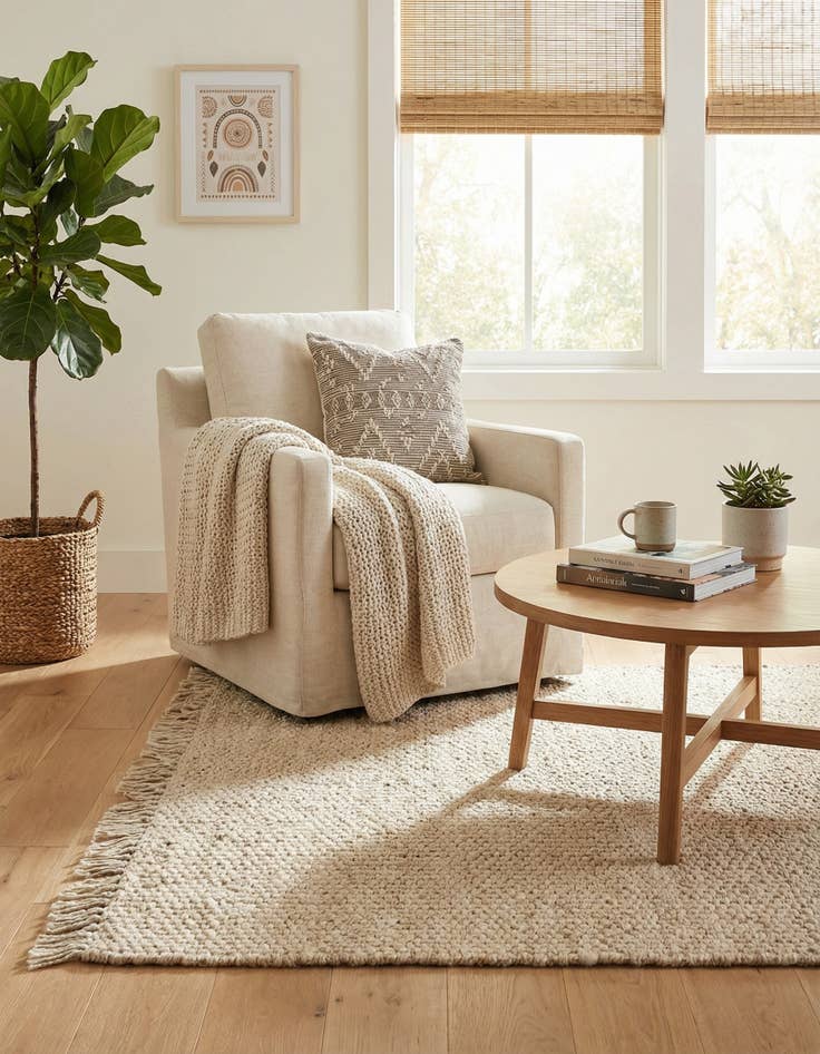 Detail image of 5' 1 x 5' 1  Hand Woven Chunky Jute Square Rug