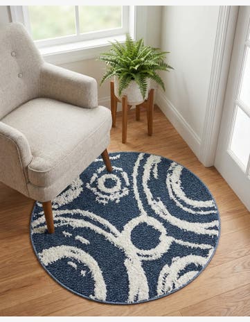 Blue Boho Round Rug