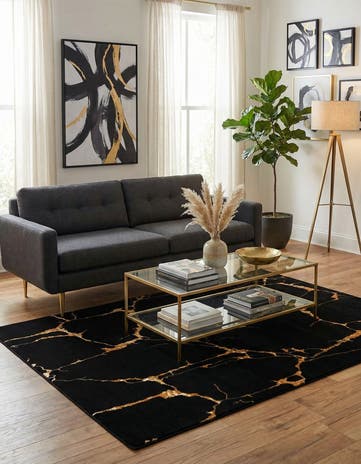 Black and Gold Vogue Geo Rug