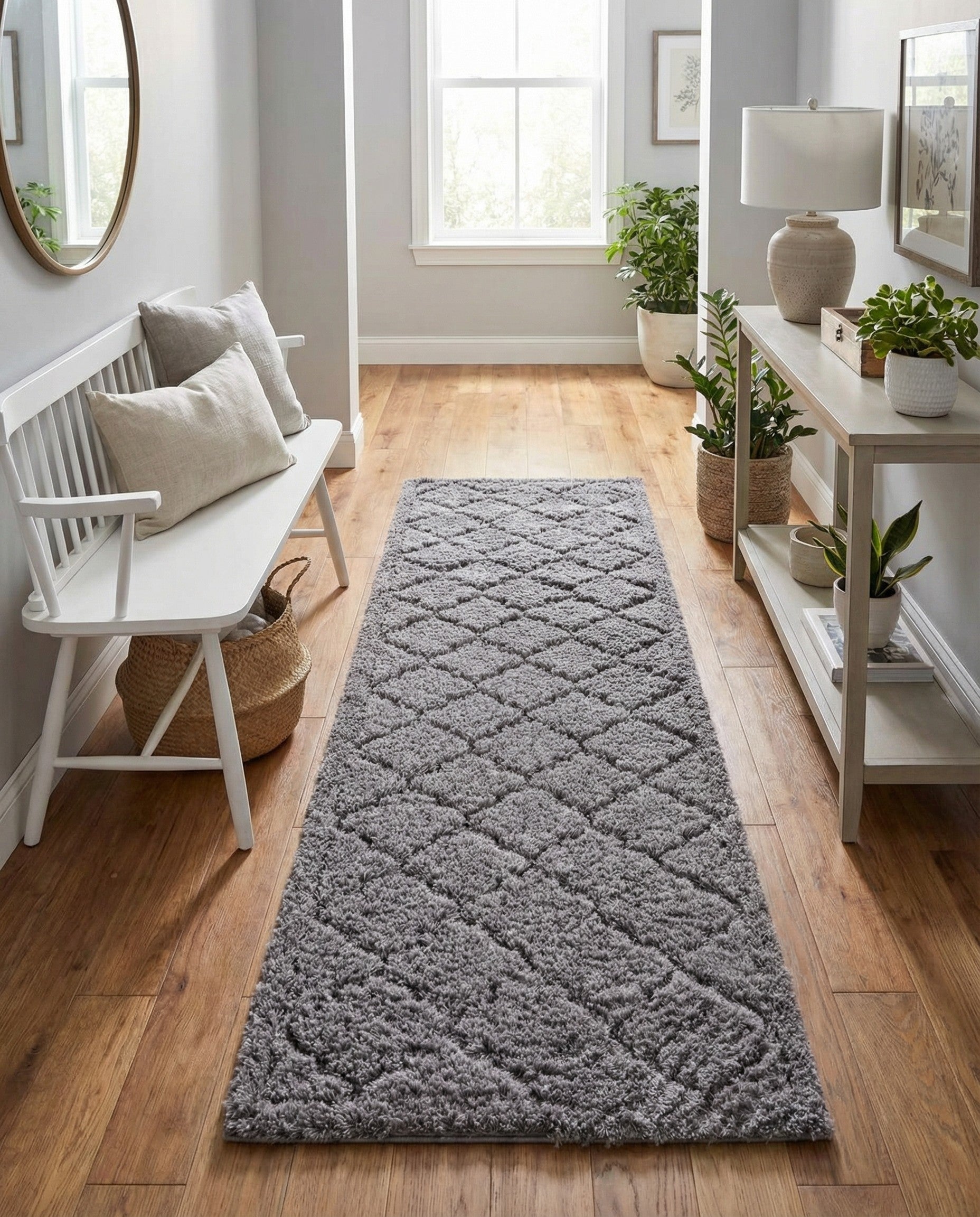 2' x 6' 9 Trellis Shag Runner Rug